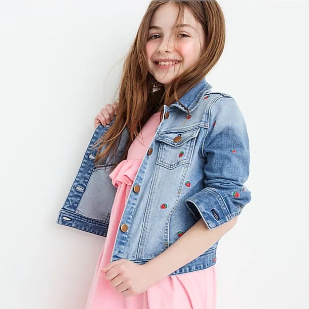 MADEWELL x CrewCuts J. Crew Kids' Strawberry Embroidered Jean Jacket Size 4/5